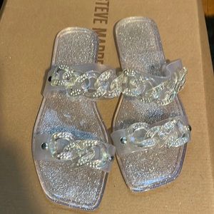 Jlo Jennifer Lopez trecha sandals jelly glitter